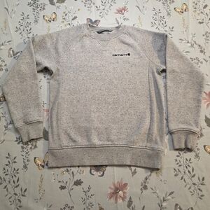 Carhartt Relaxed Fit Crewneck Sweatshirt Gray Speckled Logo XS Workwear